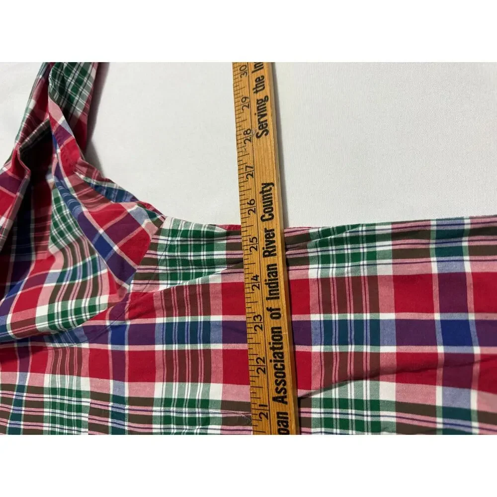Polo Ralph Lauren Red Blue Green Checkers Button Down Shirt Large 100% Cotton